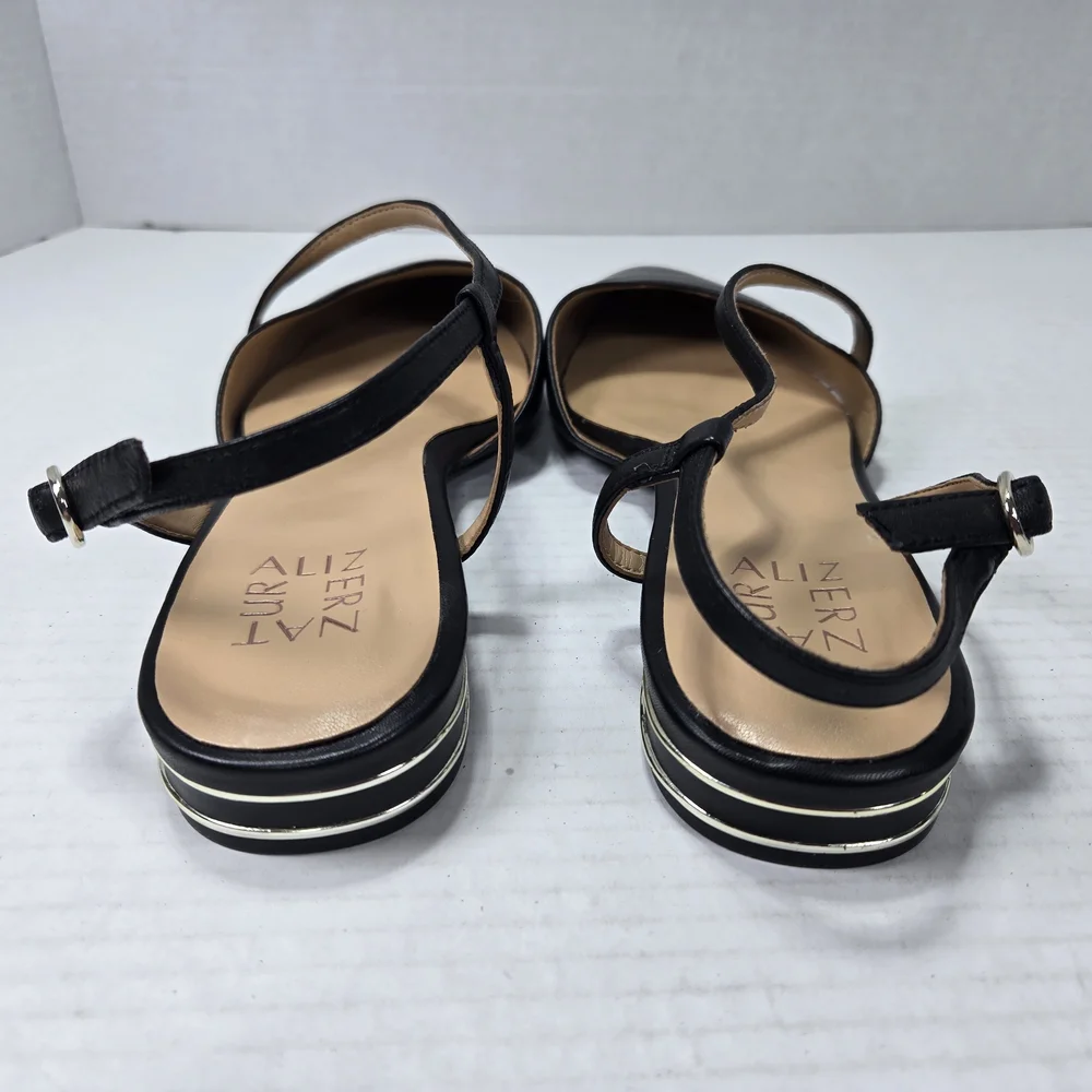 Naturalizer Hawaii Sling-back Black Ballet Flats With Poined Toe Size 9 Wide